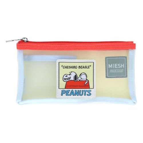 スヌーピー コスメポーチ メッシュケース MIESH スリム PEANUTS AMERICAN TASTE 10 IVxLB ピーナッツ サンスター文具 小物入