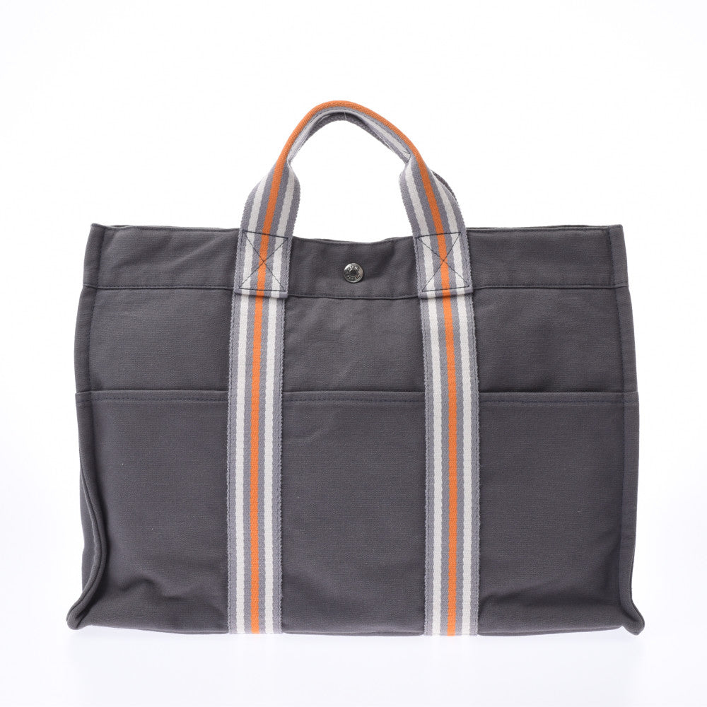 HERMES エルメス フールトゥ MM 銀座限定 グレー ユニセックス キャンバス トートバッグ Bランク 中古 