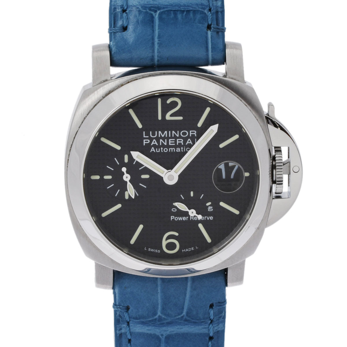 OFFICINE PANERAI オフィチーネパネライ ルミノール  パワーリザーブ PAM00241 メンズ SS/革 腕時計 手巻き 黒文字盤 Aランク 中古 