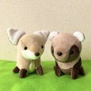 [セット販売] おすわりキツネとタヌキのぬいぐるみ