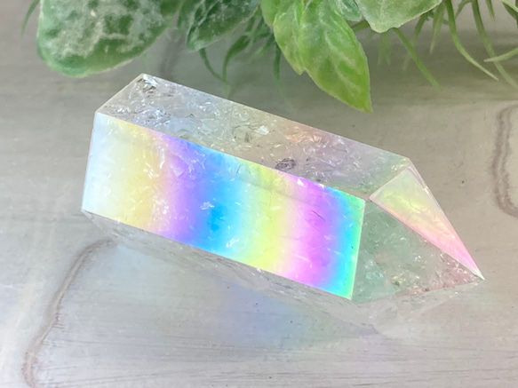 七色の夢໒꒱✨　レインボーオーラ　水晶　クリスタル　ポイント　原石　ポリッシュ