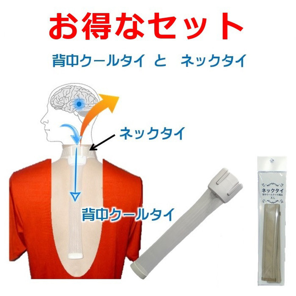 一石二鳥 体を冷ます 熱中症対策グッズ 魔法の ダイエット器具 ２役 背中クールタイとネックタイのお得なセット 送料無料