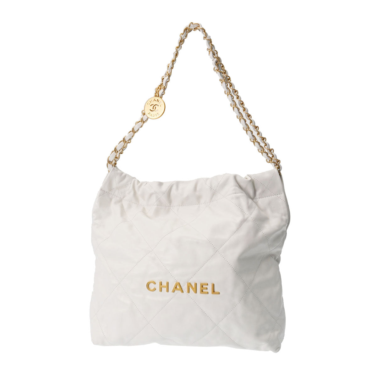 【2025の人気アイテム】 CHANEL シャネル シャネル 22 スモールハンドバッグ 白 ゴールド金具 AS3260 レディース シャイニーカーフ ハンドバッグ Aランク 中古 