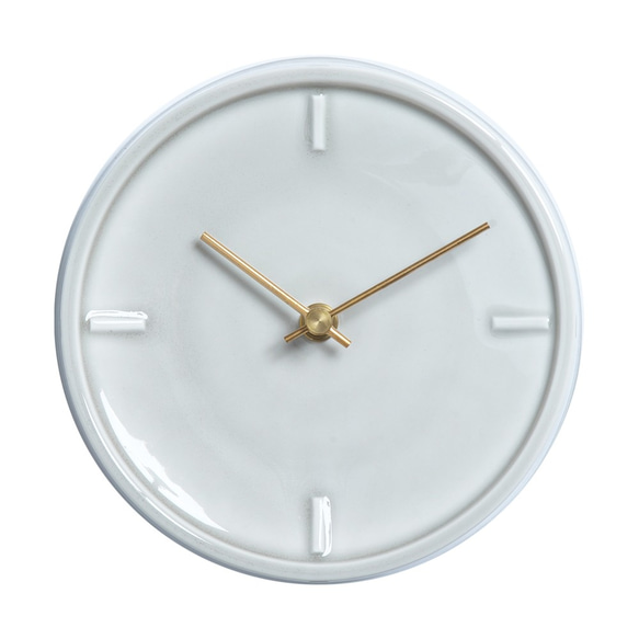 陶器の壁掛け時計　GLAZED CLOCK　ペールグレー