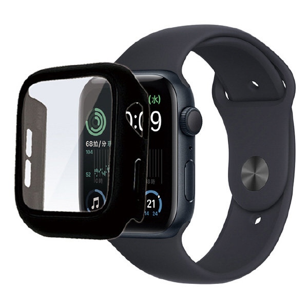 ラスタバナナ Apple Watch Series 6/5/4/SE(第2世代)/SE(44mm)用ガラス+PC一体型ケース ブラック GHB3746AW44