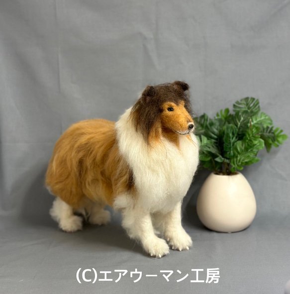 羊毛フェルトの犬の人形（セーブルのラフコリー）ケース＆送料サービス