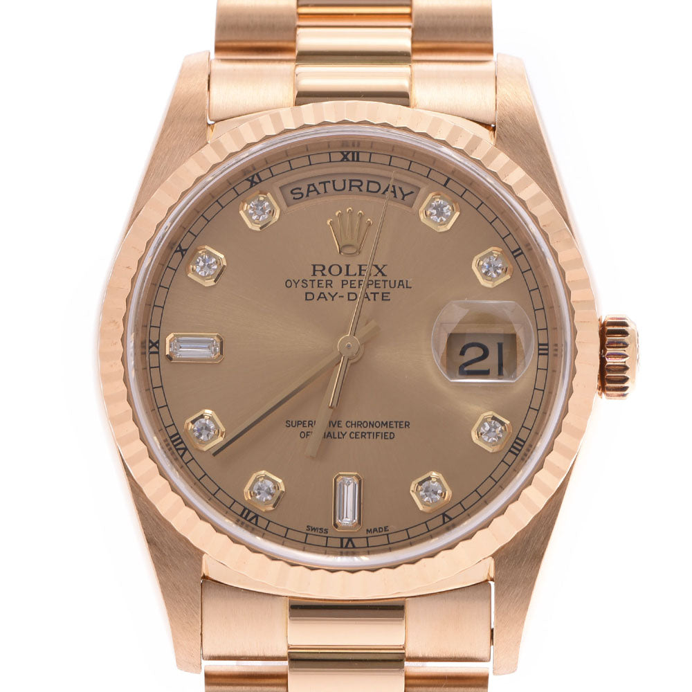 ROLEX ロレックス デイデイト 18238A メンズ YG/ダイヤ 腕時計 自動巻き シャンパン・10Pダイヤ文字盤 Aランク 中古 