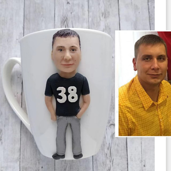 【オーダーメイド】お写真入から コーヒーカップ 3D 似顔絵 肖像画 写真 人形 コップ マグカップ フィギュア 誕生日