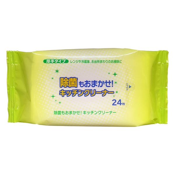 ウチダ 除菌もおまかせ！キッチンクリーナー24枚 000C0024 1箱（100個入）（直送品）