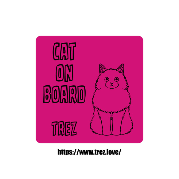 全8色 名前入り CAT ON BOARD ラグドール ラインアート ステッカー