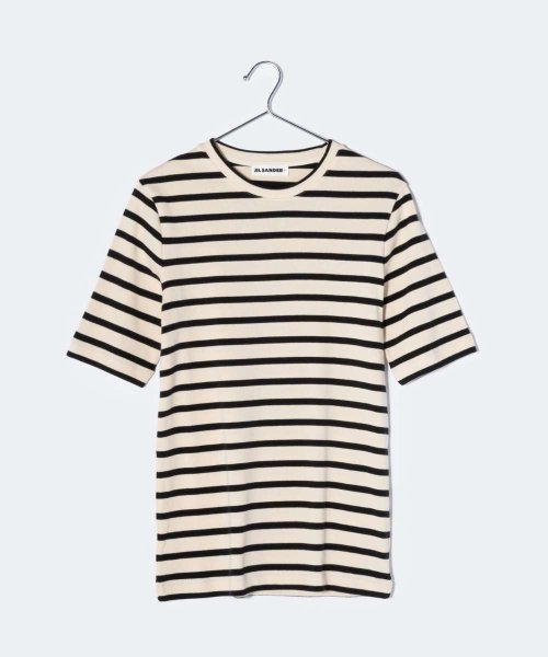 ジルサンダー プラス JIL SANDER+ J40GC0111 J46497 Tシャツ レディース トップス 半袖 ボーダー クルーネック ブランドロゴ カジ