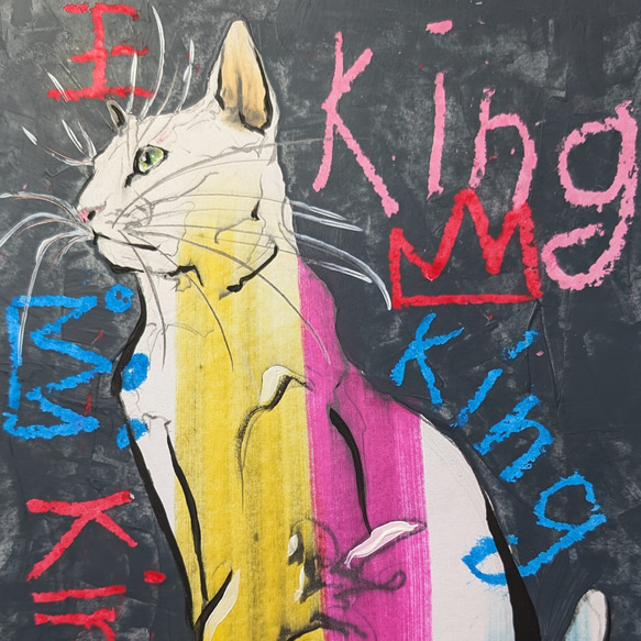 king 猫　原画　絵画　イラスト　インテリア　ペット