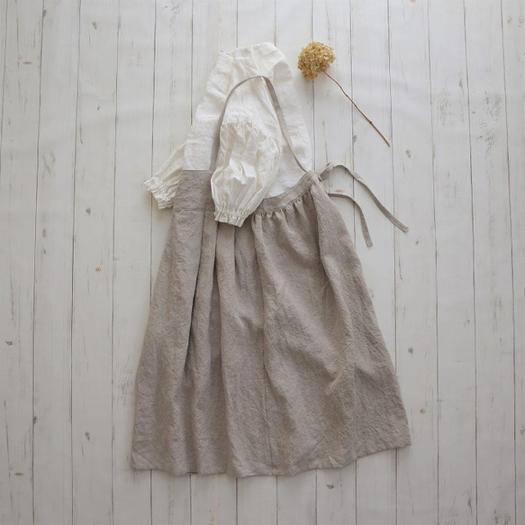 momoエプロンスカート 　Belgium linen 100% *kinari