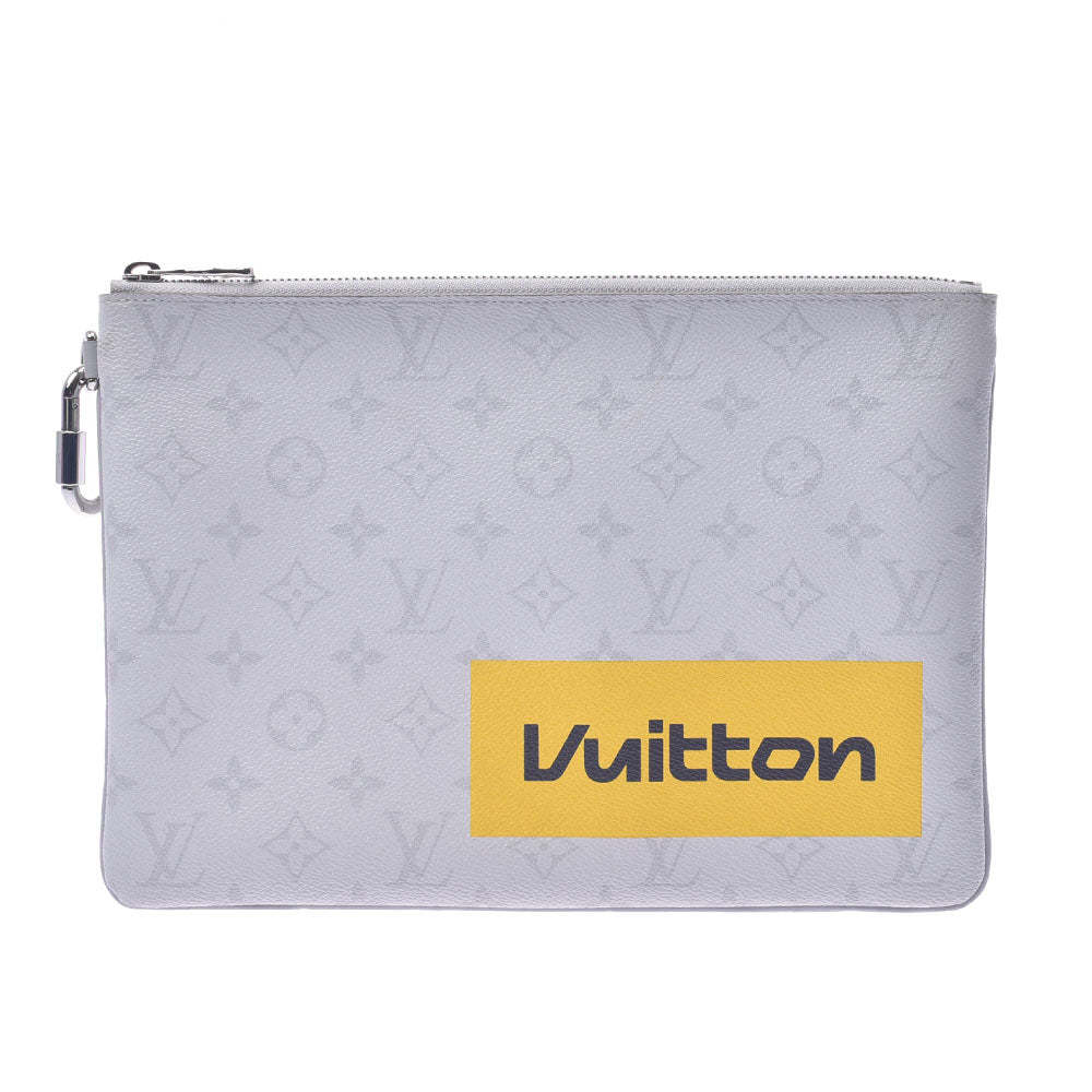 LOUIS VUITTON ルイヴィトン モノグラム ホワイト ジップドポーチGM クラッチバッグ ライトグレー系 M68310 メンズ モノグラムキャンバス ポーチ ABランク 中古 