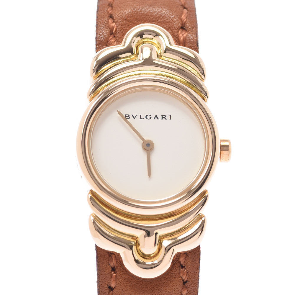 BVLGARI ブルガリ パレンテシ BJ01 レディース YG/革 腕時計 クオーツ 白文字盤 Aランク 中古 