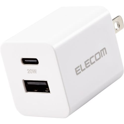 エレコム MPA-ACCP36WH USB Type-C 充電器 PD 対応 最大出力20W タイプC ×1 USB A ×1 ホワイト MPAACCP36WH