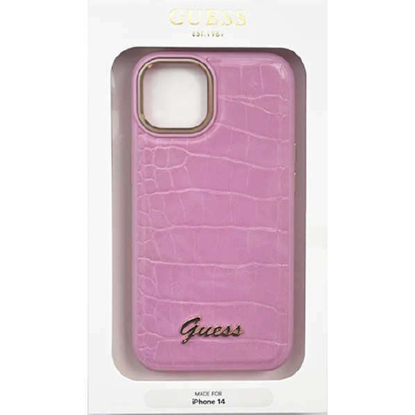 GUESS iPhone 14用クロコ調 背面ケース ピンク GUHCP14SHGCRHP