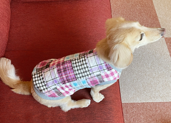 ローズピンクのパッチワーク柄 キルティングニット ダックス服 タンクトップ ロングLサイズ 犬服 犬用タンク ペットグッズ -  （test.nvwiche.nevada.edu）