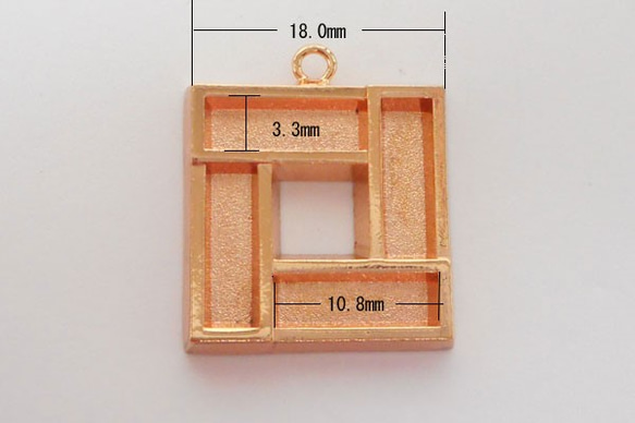 SHAREKI エポキシ樹脂粘土  スクエア（四角形）ペンダントフレーム  ピンクゴールド  squ-pen2-p