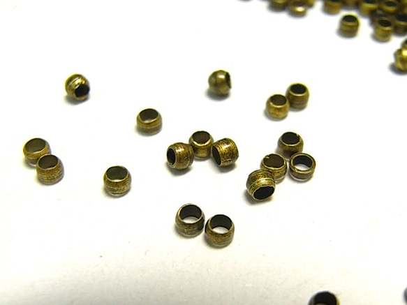 かしめ玉（つぶし玉） 真鍮古美 約2mm 【1000個入り】6000236