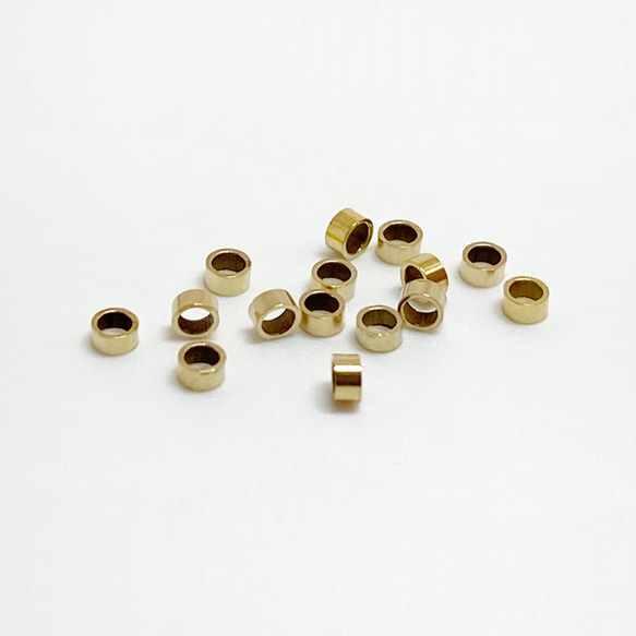 【15個入】 つぶし玉　14kgf 　2×1mm  ゴールド