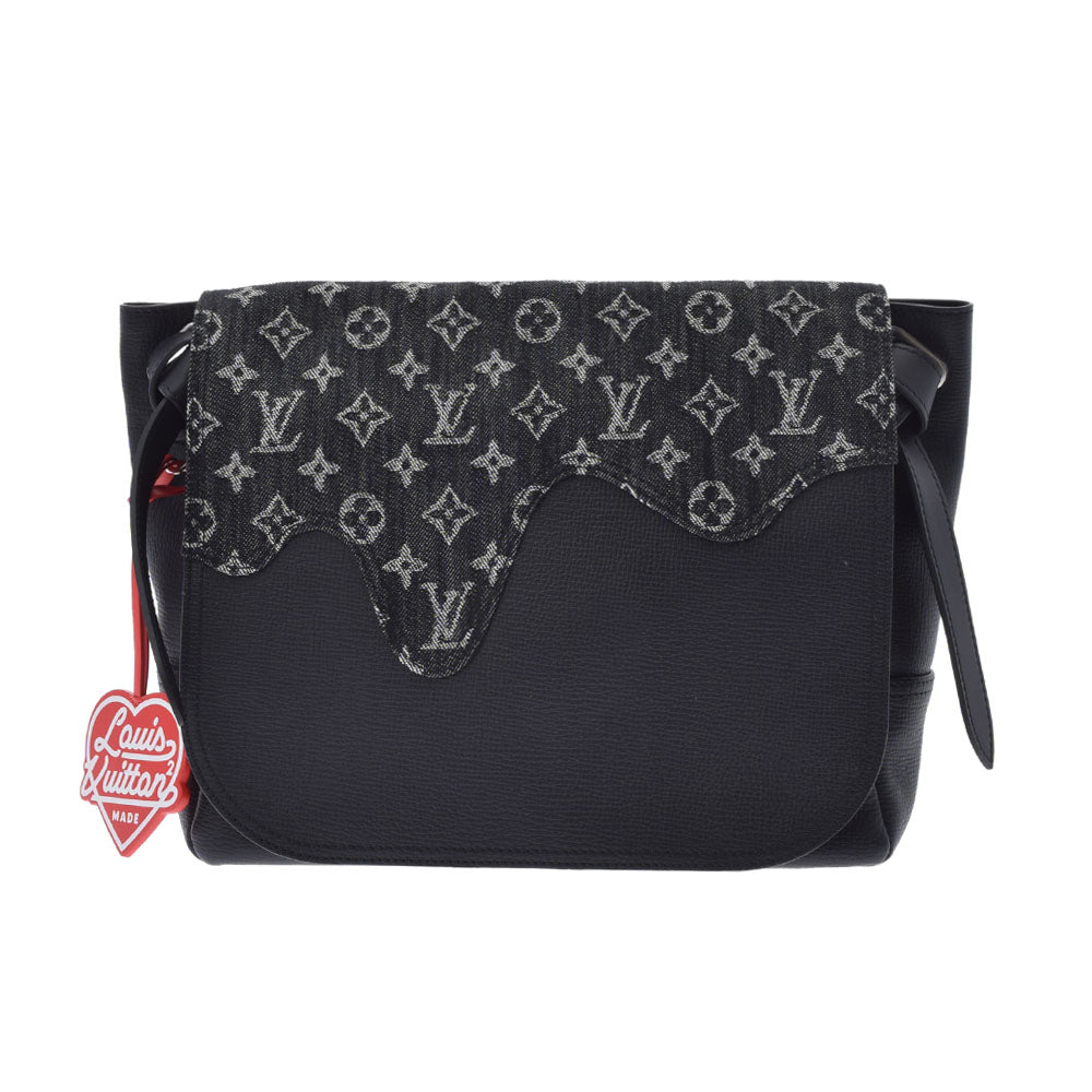 LOUIS VUITTON ルイヴィトン モノグラム ドリップ ブザストーキョー NIGOコラボ ブラック M45971 レディース デニムキャンバス/カーフ ショルダーバッグ Aランク 中古 