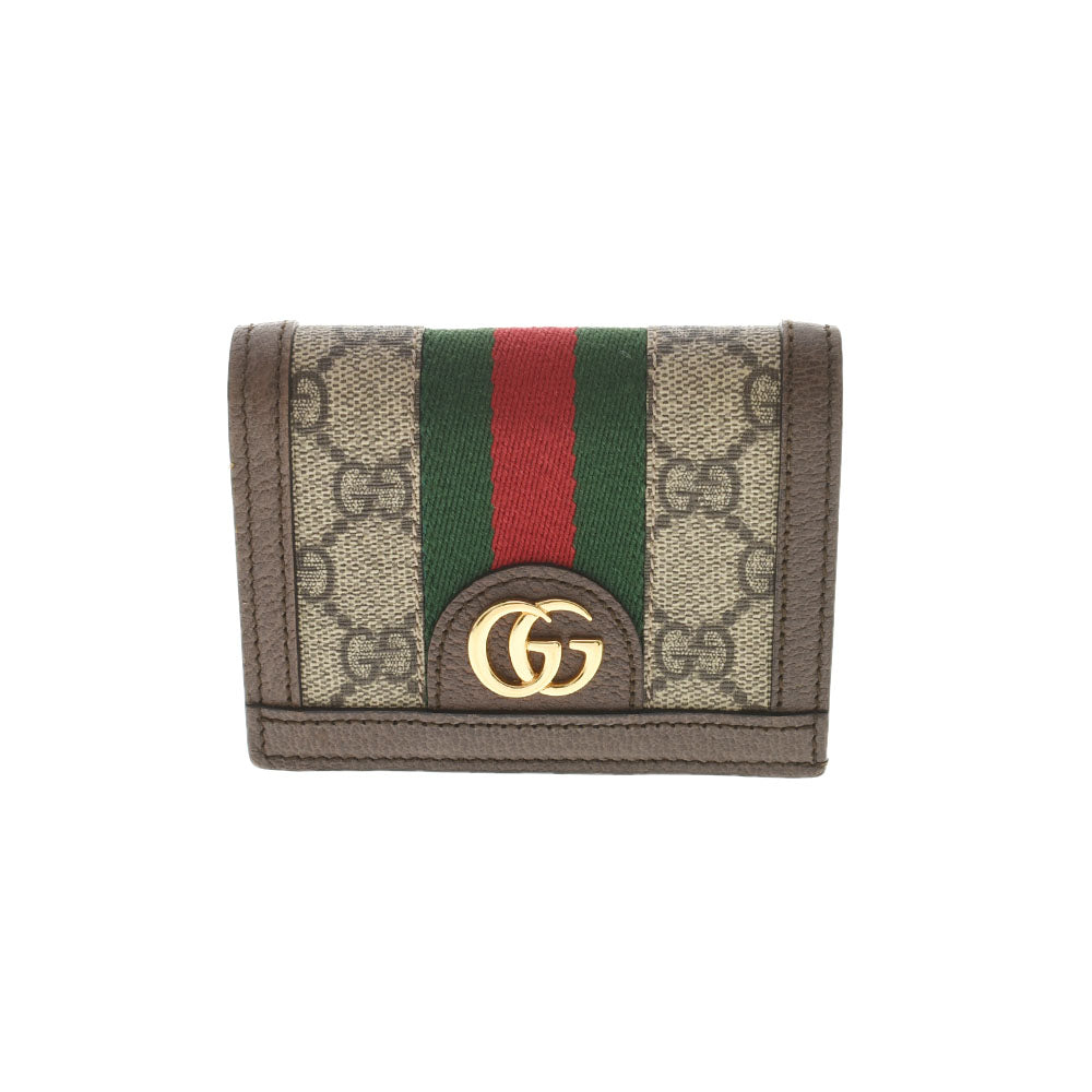 GUCCI グッチ オフディア コンパクトウォレット ベージュ 523155 レディース GGスプリームキャンバス 二つ折り財布 Aランク 中古 