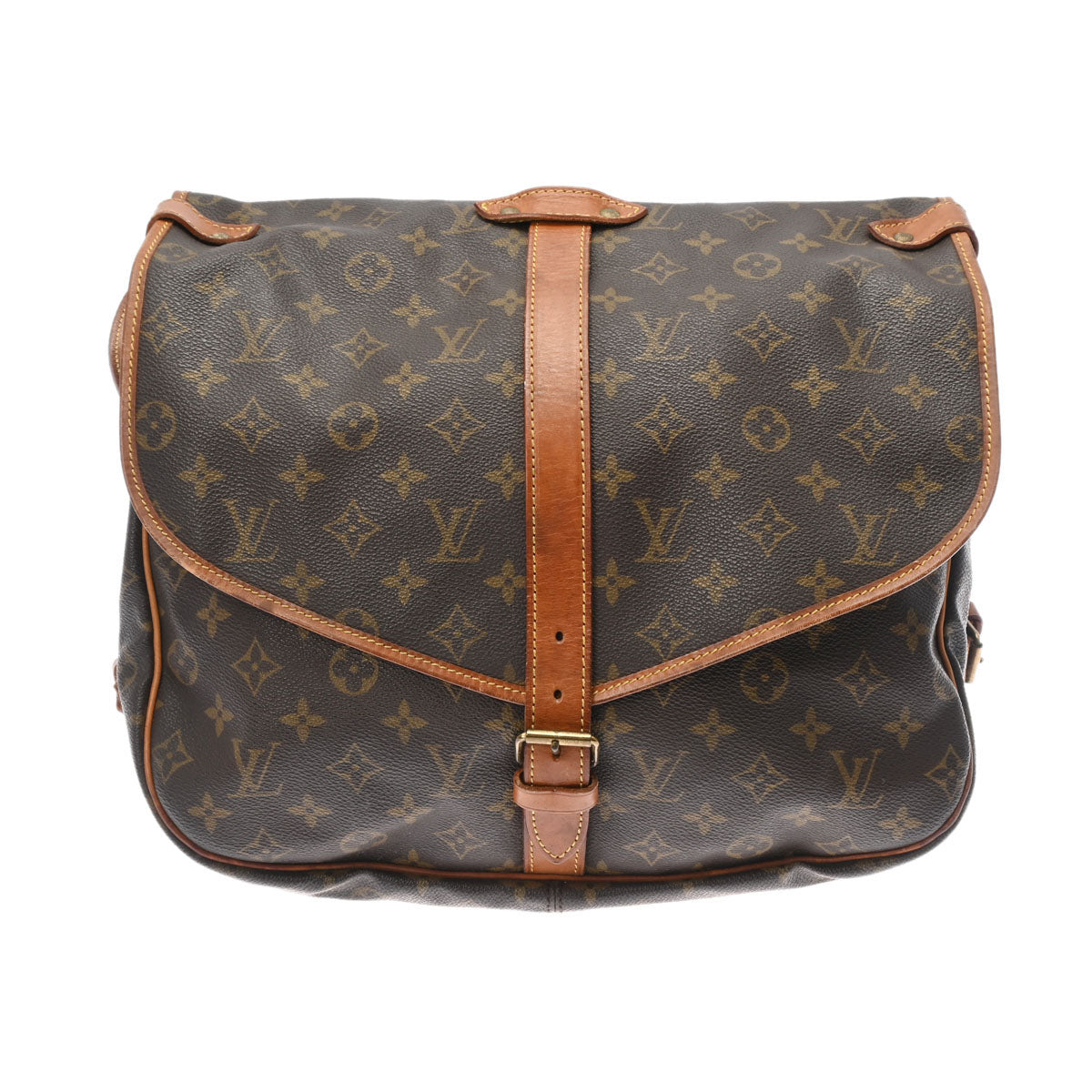 LOUIS VUITTON ルイヴィトン モノグラム ソミュール 35 ブラウン M42254 レディース モノグラムキャンバス ショルダーバッグ Bランク 中古 