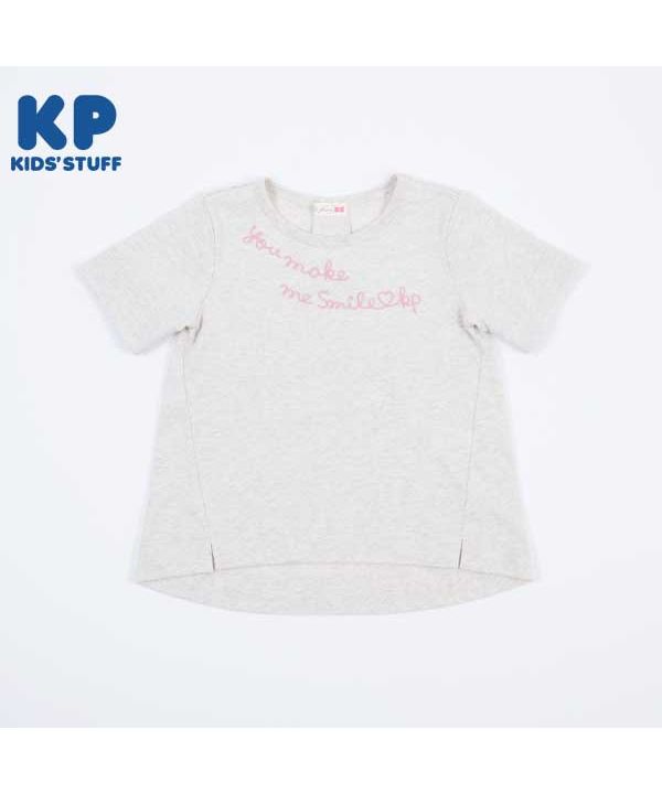 ケーピー/KP(ケーピー)袖チェック柄のロゴ半袖Tシャツ(120～130)