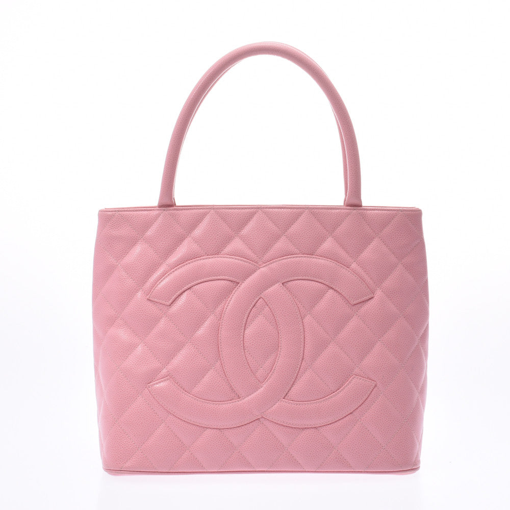 CHANEL シャネル 復刻トート ピンク レディース キャビアスキン ハンドバッグ Bランク 中古 