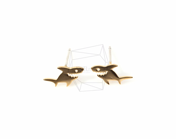 ERG-179-MG【2個入り】シャークピアス,Shark Earring Post/11mm x 6mm