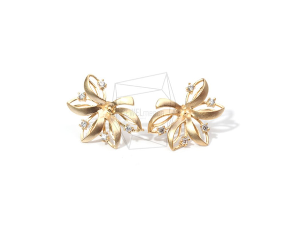 ERG-681-MG【2個入り】レイヤードペタルピアス,Two Layered Petal Post Earring