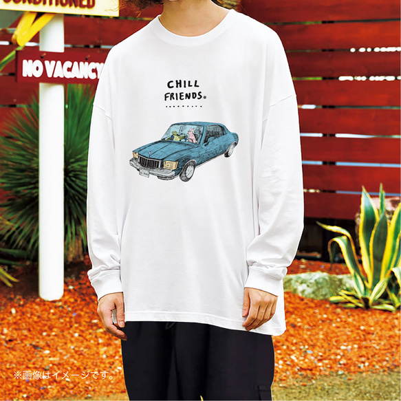 リラックスBIGシルエットTシャツ「CHILL FRIENDS_ウサギとカメ」/送料無料