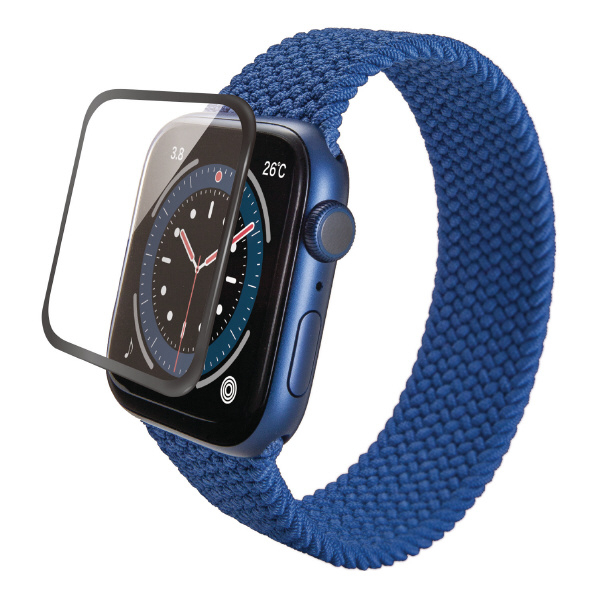 エレコム Apple Watch SE/Series 6/5/4[44mm]用ガラスフィルムフレーム付/光沢セラミック ブラック AW-20MFLGFCRBK