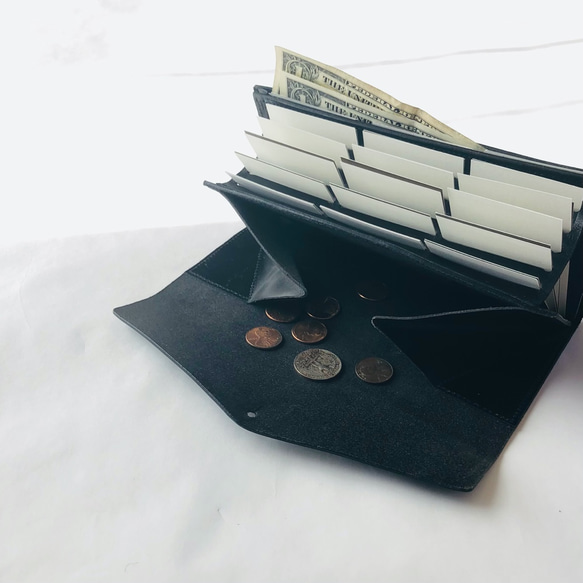 カードや小銭が見やすい長財布 イタリア製レザー ガード18枚収納 Long Pop Up Wallet