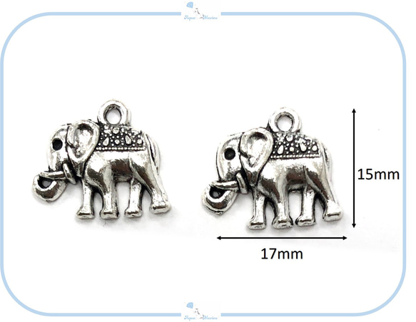 IM139-2 チベット チャーム ゾウ 15mm 2個セット シルバー 象 ペア ハンドメイド アジアン パーツ