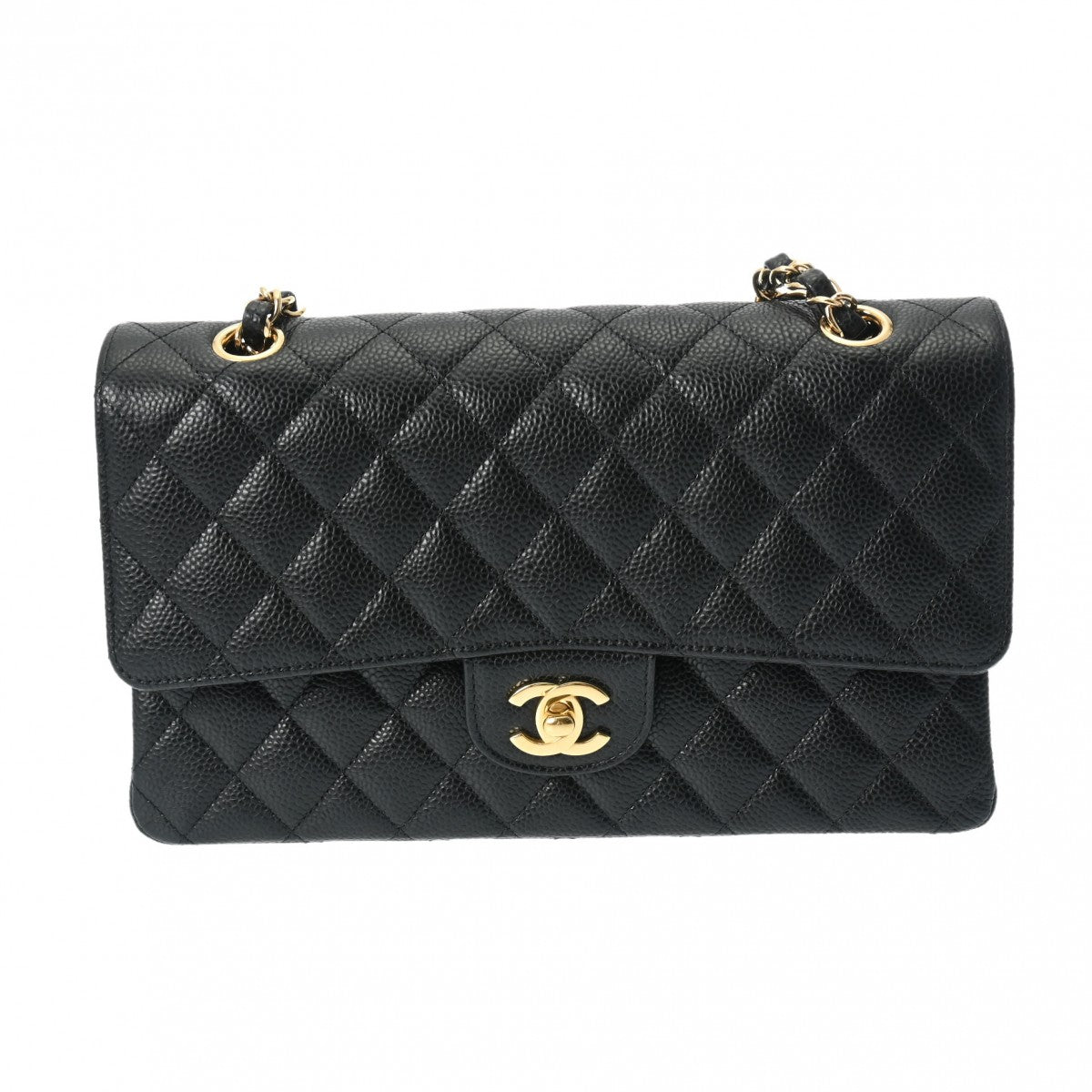 CHANEL シャネル マトラッセ チェーンショルダー 25cm ブラック ゴールド金具 A01112 レディース キャビアスキン ショルダーバッグ 未使用 