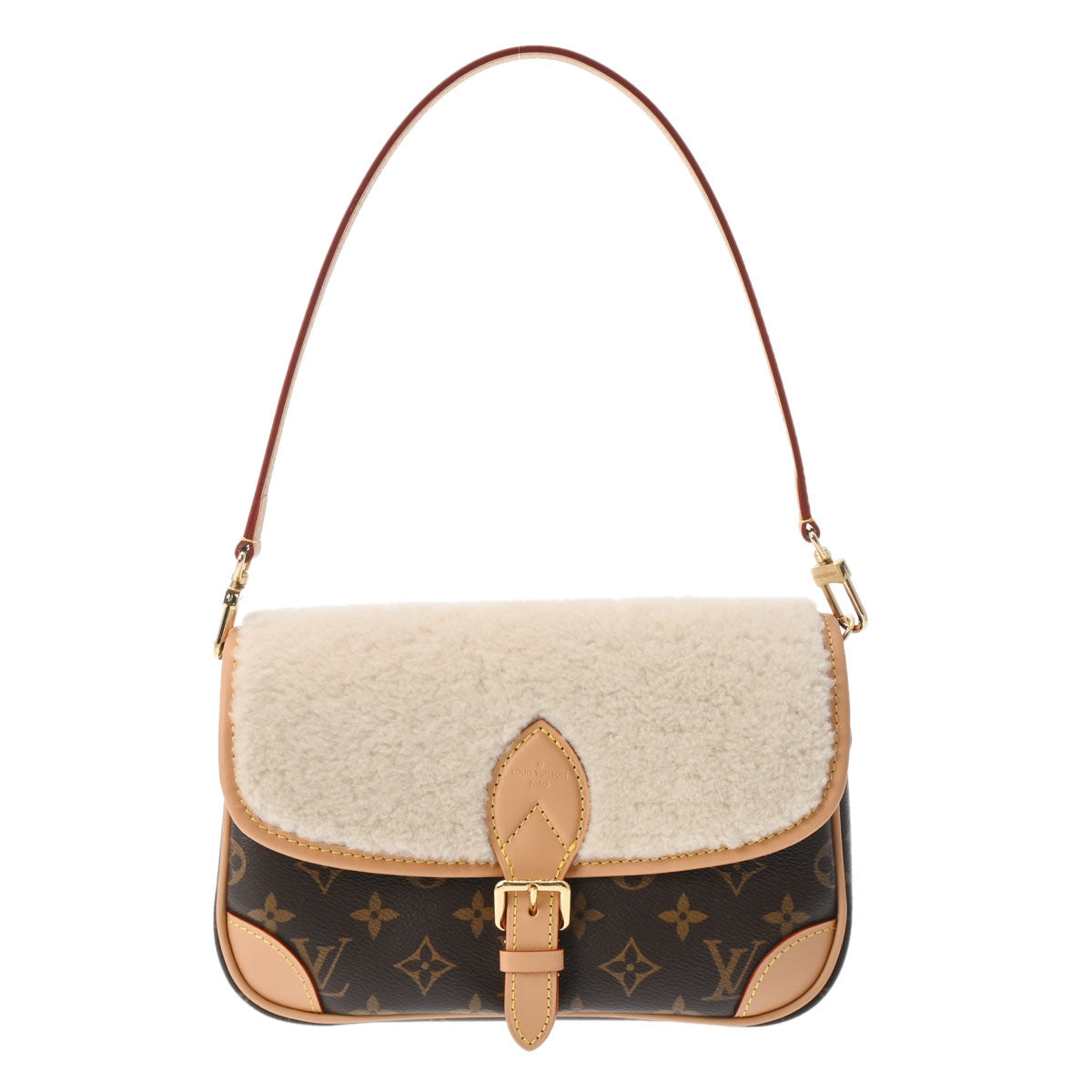 LOUIS VUITTON ルイヴィトン モノグラム ディアヌ NM PM ブラウン M46317 レディース モノグラムキャンバス ウール ショルダーバッグ 新同 中古 