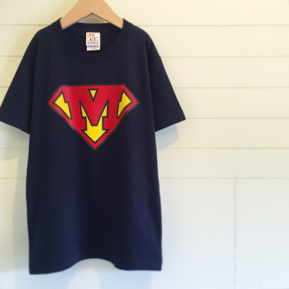 Superman?／ネイビー - イニシャルオーダーTシャツ