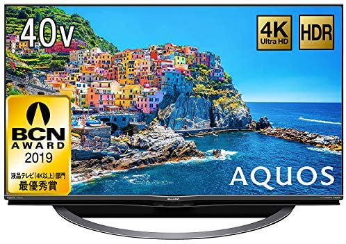 シャープ 40V型 液晶 テレビ AQUOS 4T-C40AJ1 4K Android TV 回転式スタンド 2018年モデル【中古品】