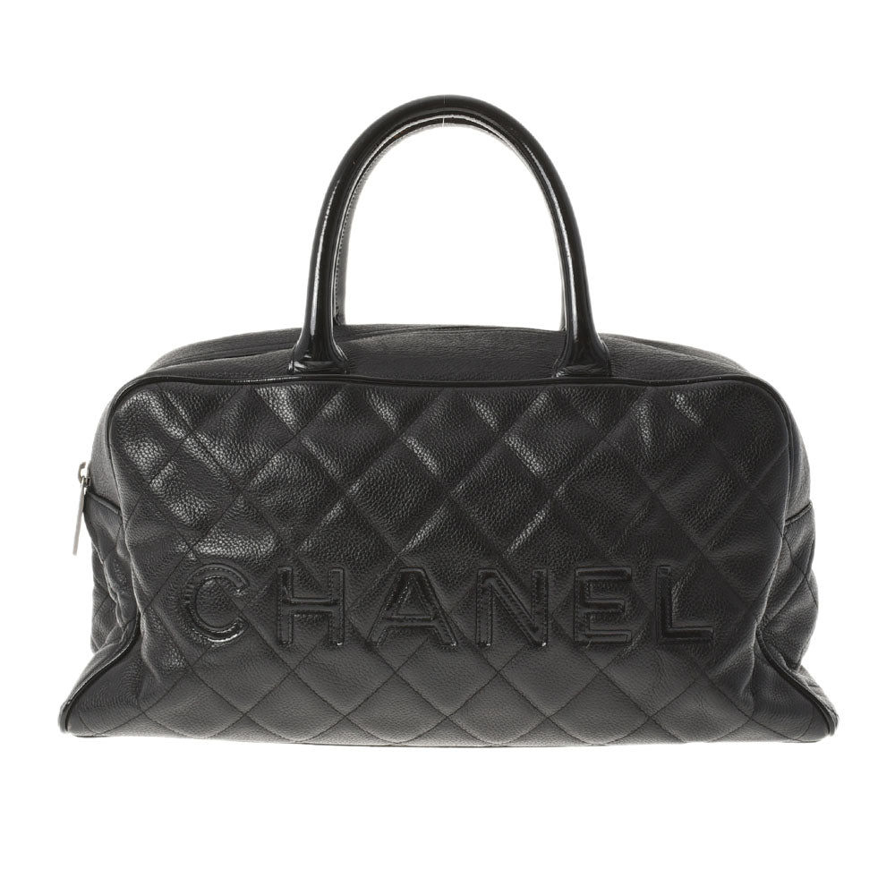 CHANEL シャネル スパライン  黒 レディース  ソフトキャビア ボストンバッグ Bランク 中古 