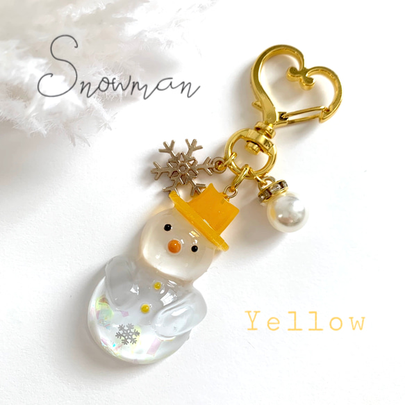 snowman＊キラキラ雪だるまキーホルダー YELLOW