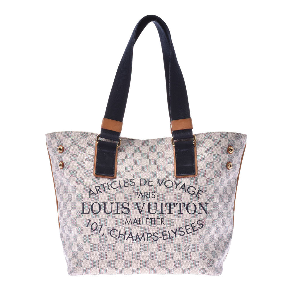 LOUIS VUITTON ルイヴィトン ダミエ プランソレイユ・カバPM 白 N41280 レディース トートバッグ Bランク 中古 