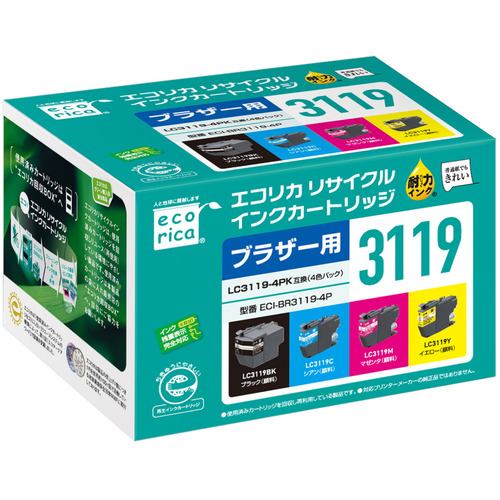 【推奨品】エコリカ ECI-BR3119-4P エコリカ brother ( ブラザー ) LC3119-4PK 対応 リサイクル インク カートリッジ 4色パック