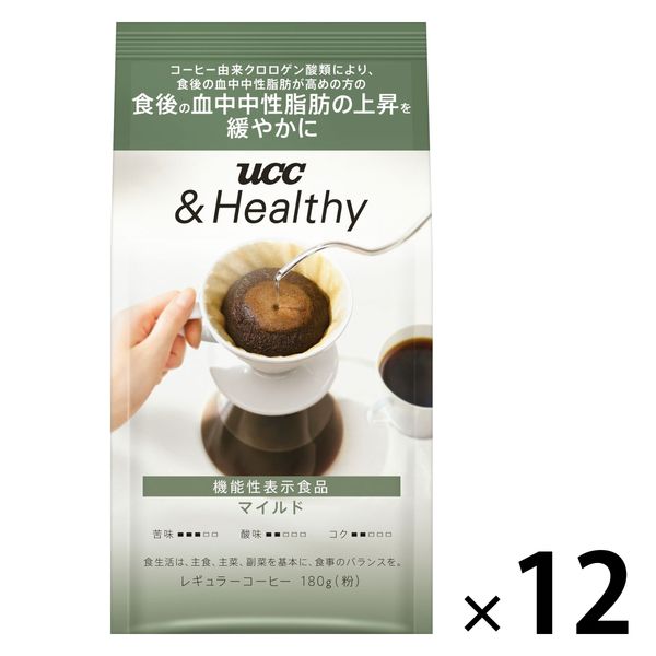 【コーヒー粉】UCC上島珈琲 UCC &Healthy マイルド 1ケース（180g×12袋入）