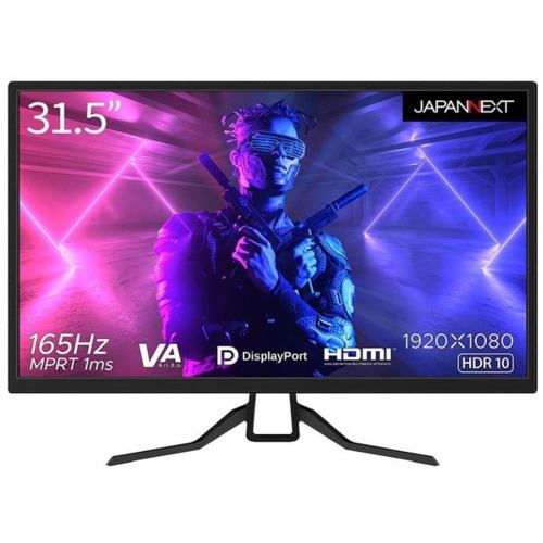 JAPANNEXT ゲーミングモニター JN-315MV165FHDR | 31.5型 | 1920x1080 | 165Hz | 350cd/m2 | 4000:1 | 半光沢 | HDR | VA