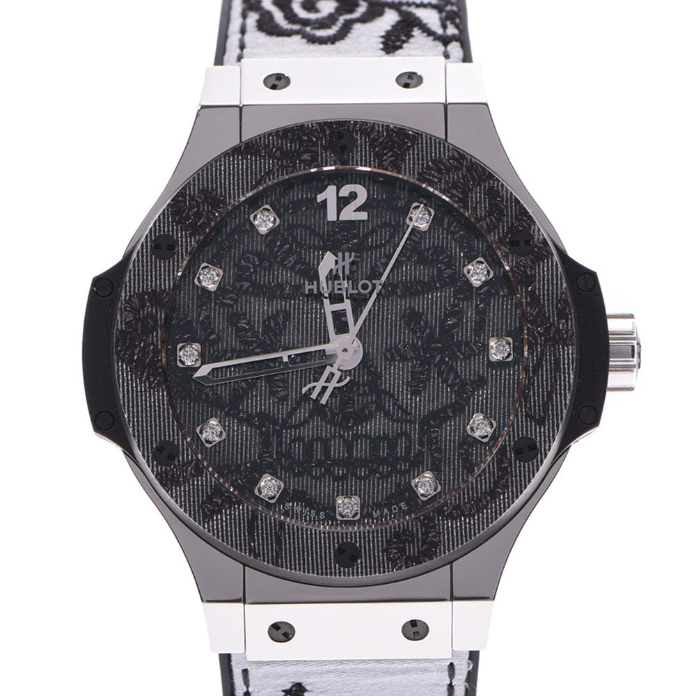 HUBLOT ウブロ ビックバン ブロイダリー 11Pダイヤ 345.SS.6570.NR.BSK16 ボーイズ SS/ラバー/ダイヤ 腕時計 自動巻き 11Pダイヤ・シルバー系/刺繍文字盤 Aランク 中古 