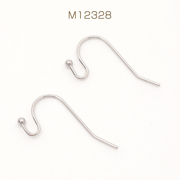 M12328 12個  ステンレス製 フックピアスパーツ シルバーカラー 11.5×21mm   3X（4ヶ）