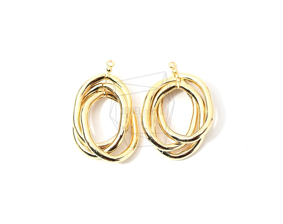 ERG-1248-G【2個入り】サークルリンクピアス,Triple Circle Link Earring Charm