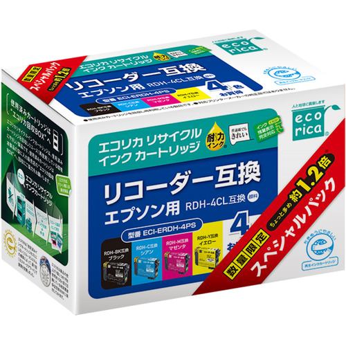 エレコム ECI-ERDH-4P エコリカインク EPSON RDH-4CL 4色パック